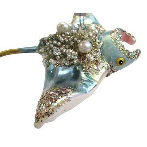 Jeweled Sting Ray Mercury Style Ornament Pink Blue Bathroom Beach Decor NWT